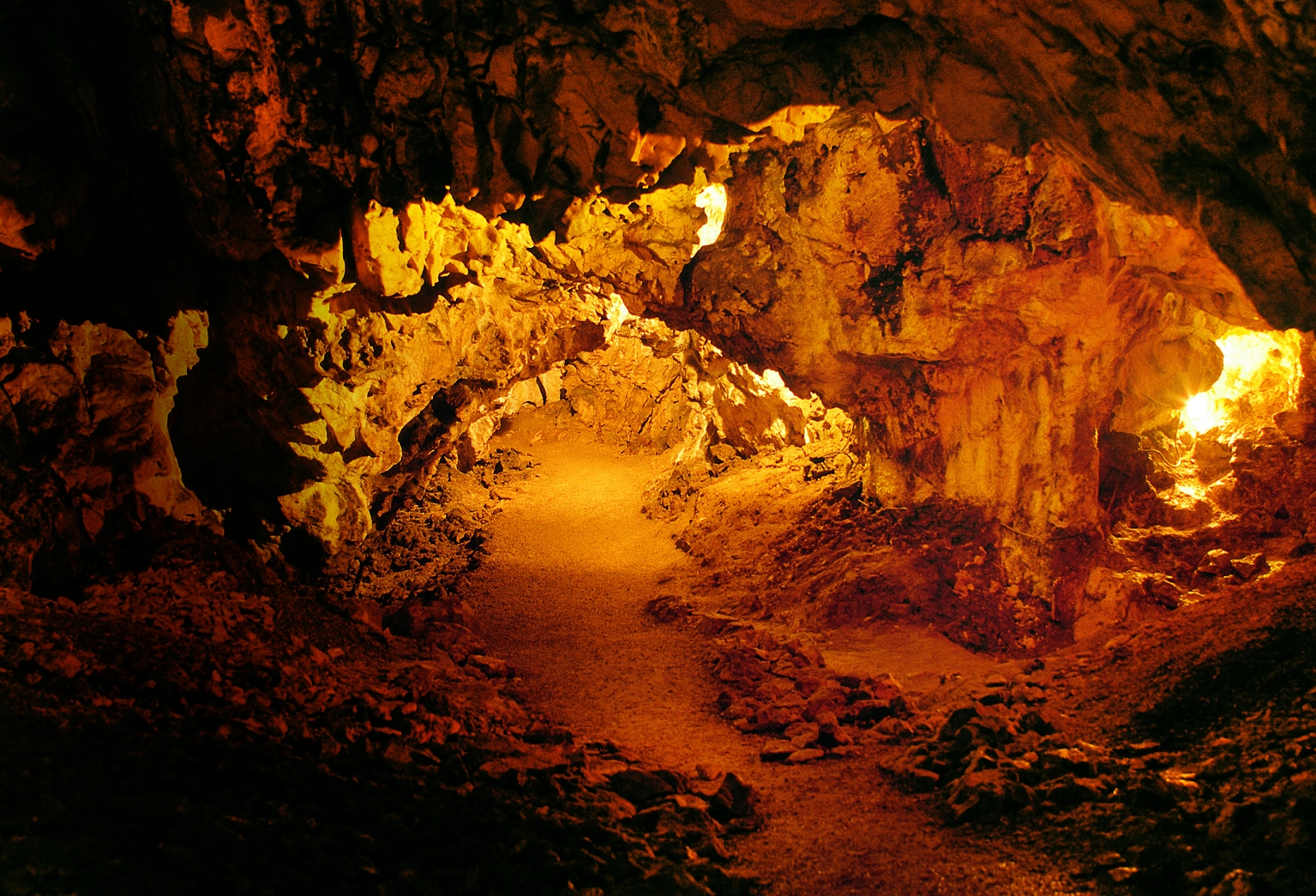 A picture of the inside of Hohle Fels cave. A picture of the inside of Hohle Fels cave.